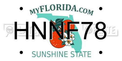 HNNF78 Florida License Plate
