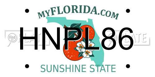 HNPL86 Florida License Plate