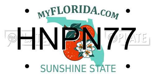 HNPN77 Florida License Plate