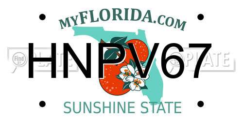 HNPV67 Florida License Plate
