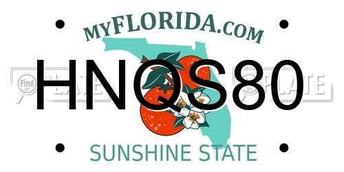 HNQS80 Florida License Plate