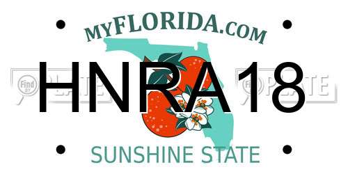 HNRA18 Florida License Plate