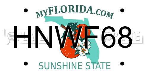 HNWF68 Florida License Plate