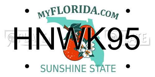 HNWK95 Florida License Plate