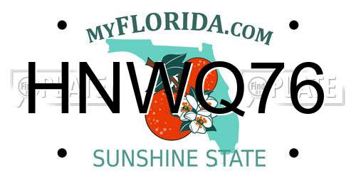 HNWQ76 Florida License Plate