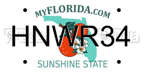 HNWR34 Florida License Plate