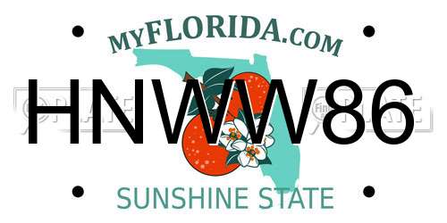 HNWW86 Florida License Plate