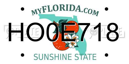 HO0E718 Florida License Plate