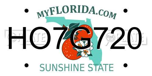 HO7G720 Florida License Plate