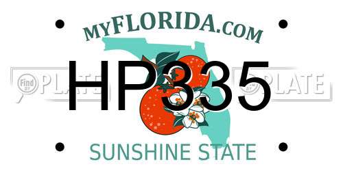 HP335 Florida License Plate