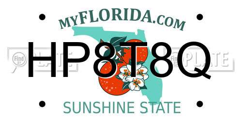 HP8T8Q Florida License Plate