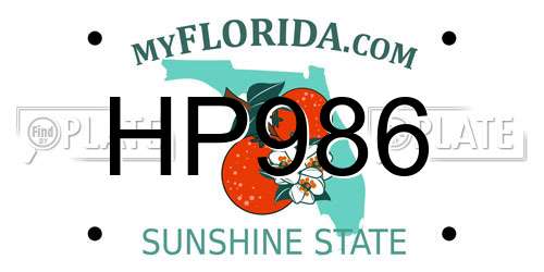 HP986 Florida License Plate