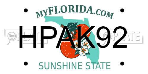 HPAK92 Florida License Plate