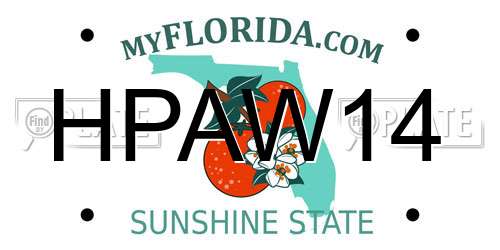 HPAW14 Florida License Plate