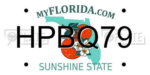 HPBQ79 Florida License Plate