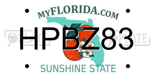 HPBZ83 Florida License Plate