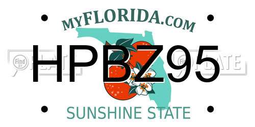 HPBZ95 Florida License Plate