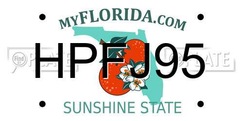 HPFJ95 Florida License Plate
