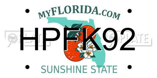 HPFK92 Florida License Plate
