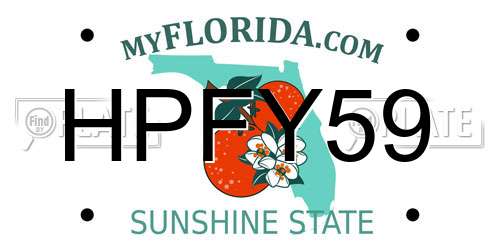 HPFY59 Florida License Plate