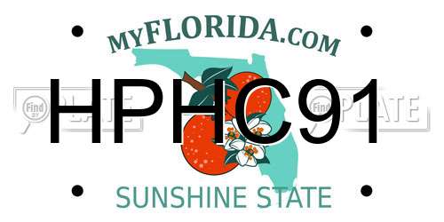 HPHC91 Florida License Plate