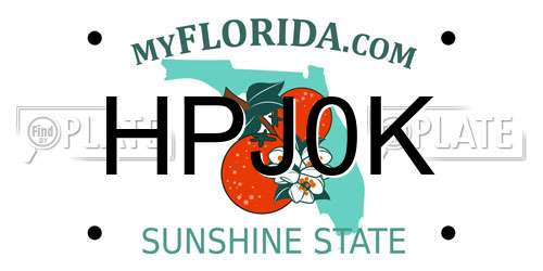 HPJ0K Florida License Plate