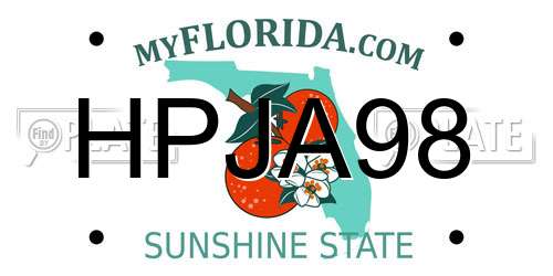HPJA98 Florida License Plate