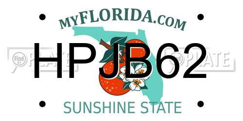 HPJB62 Florida License Plate