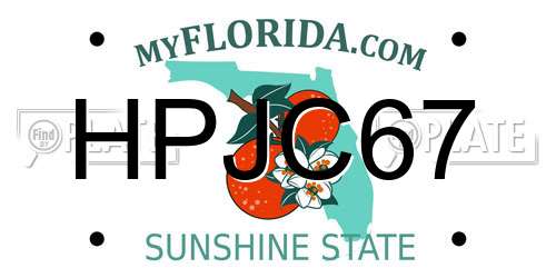 HPJC67 Florida License Plate