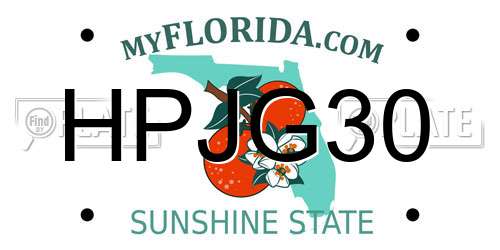 HPJG30 Florida License Plate