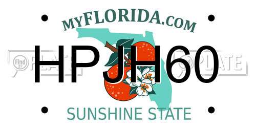 HPJH60 Florida License Plate