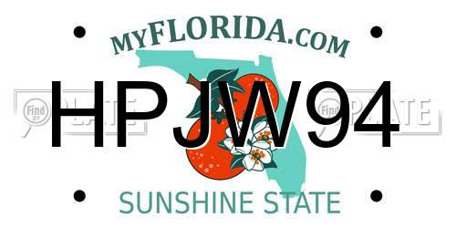 HPJW94 Florida License Plate