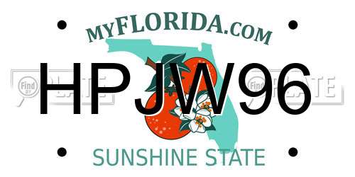 HPJW96 Florida License Plate