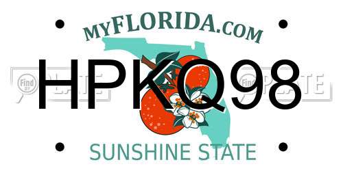HPKQ98 Florida License Plate