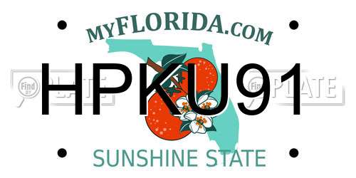 HPKU91 Florida License Plate