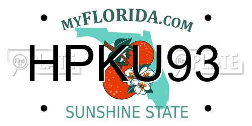 HPKU93 Florida License Plate