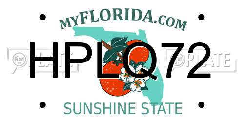 HPLQ72 Florida License Plate