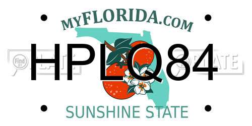 HPLQ84 Florida License Plate