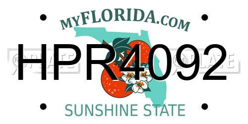 HPR4092 Florida License Plate
