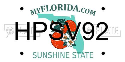 HPSV92 Florida License Plate