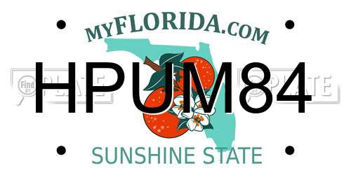 HPUM84 Florida License Plate