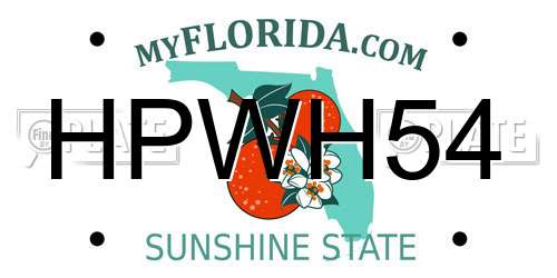 HPWH54 Florida License Plate