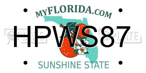 HPWS87 Florida License Plate