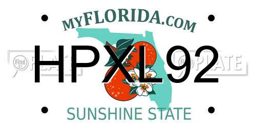 HPXL92 Florida License Plate