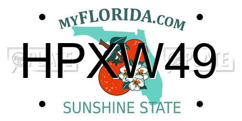 HPXW49 Florida License Plate