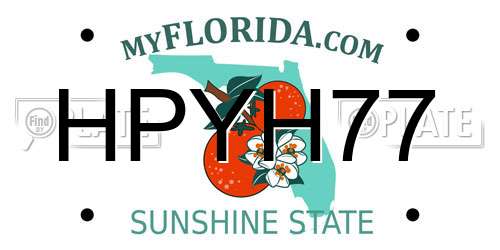 HPYH77 Florida License Plate