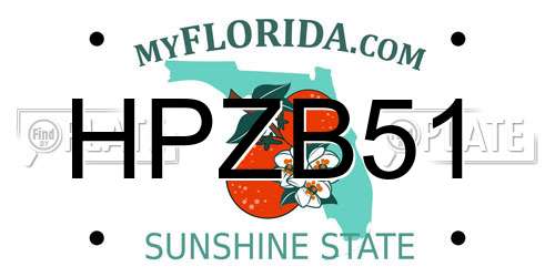 HPZB51 Florida License Plate