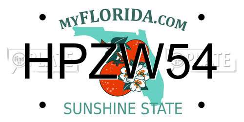 HPZW54 Florida License Plate