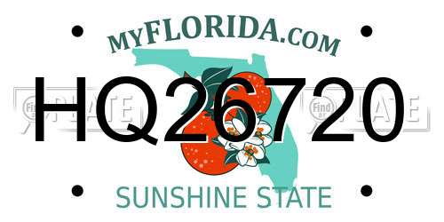 HQ26720 Florida License Plate