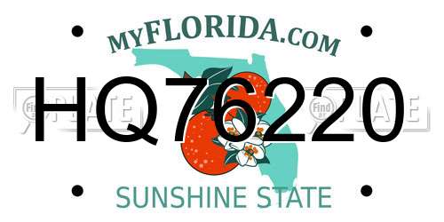 HQ76220 Florida License Plate
